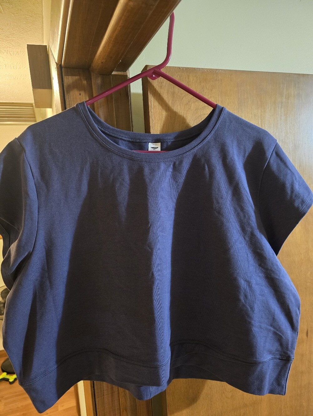 Womens Plus Size Navy Blue Crew Neck Crop Top
